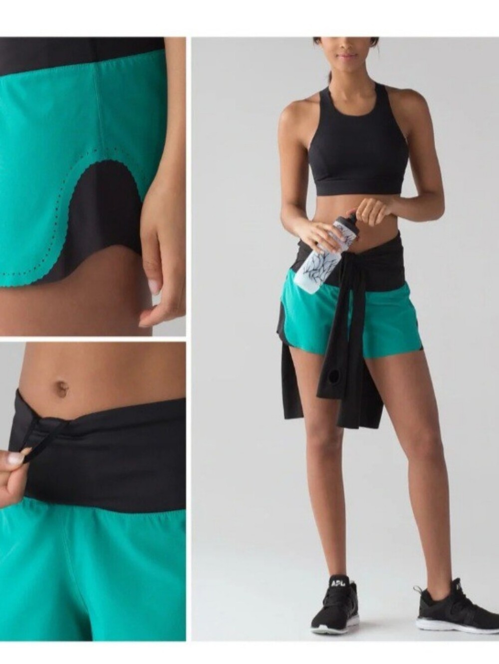 Lululemon Smooth Stride Short Sz 6/3.5” In Viridian Green / Black